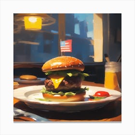 Hamburger On A Plate 75 Canvas Print