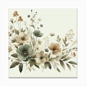 Sage green floral art Canvas Print