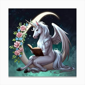 Unicorn Reading A Book 2 Canvas Print