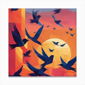 Birds At Sunset Canvas Print