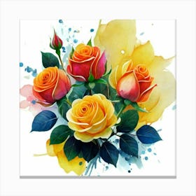 Watercolor design with beautiful roses oil painting abstract 5 Canvas Print