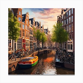 Amsterdam Canal Summer Aerial View 7 Canvas Print