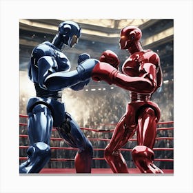 Robots Fighting In The Ring Canvas Print