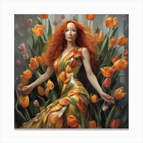 Tori in the Tulips Canvas Print