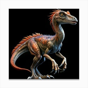 Red And Orange Velociraptor Dinosaur Canvas Print