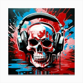 Skull With Headphones 11 Canvas Print