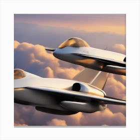 Two Fighter Jets Flying In The Sky 4 Canvas Print