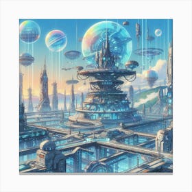 Anime Landscape With Futuristic Technology (3) Canvas Print