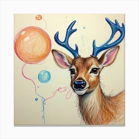 Deer With Balloons 2 Canvas Print