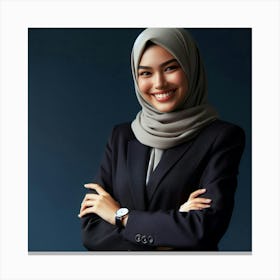 Muslim Businesswoman Smiling Canvas Print