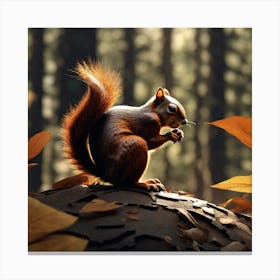 Squirrel In Autumn Forest 2 Canvas Print