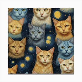 Default Van Gogh Cats 1 Canvas Print