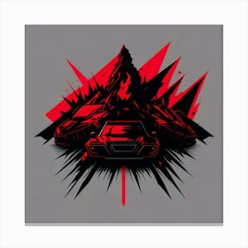 Car Red Artwork Of Graphic Design Flat (3) Canvas Print