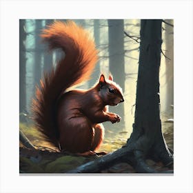 Red Squirrel In The Forest 59 Canvas Print