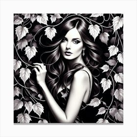 Black And White Girl With Vines Canvas Print