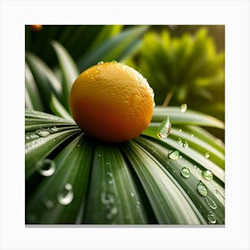 Orange On A Leaf Canvas Print