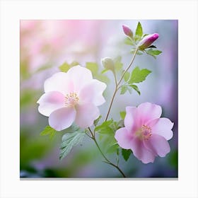 Pink Roses In The Forest Canvas Print