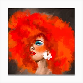 Orange Hair Square Canvas Print