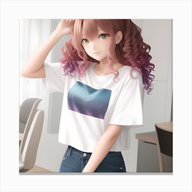 Curly hair anime girl Canvas Print