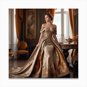 Golden Wedding Dress Canvas Print