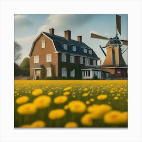 Windmill In The Field 3 Canvas Print