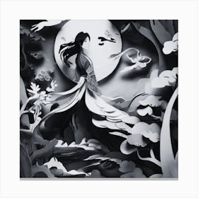 Asian Woman In The Forest Canvas Print