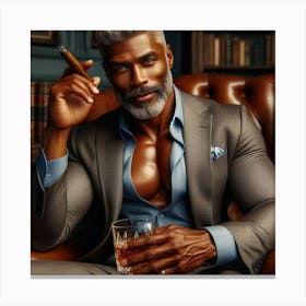 Portrait Of A Man With A Cigar-17 Canvas Print