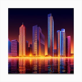 City Skyline At Night Canvas Print