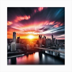 Sunset Over A City 2 Canvas Print