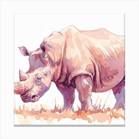 Rhino Watercolor Painting Canvas Print