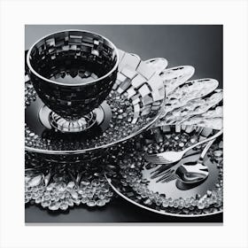 Black And White Dinnerware Canvas Print