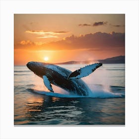 Humpback Whale At Sunset Canvas Print