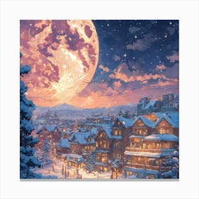 Full Moon In Winter Canvas Print