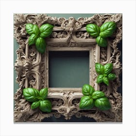 Frame Created From Basil On Edges And Nothing In Middle Trending On Artstation Sharp Focus Studio (3) Canvas Print