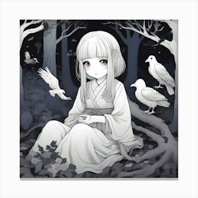 Manga Girl In The Forest 1 Canvas Print