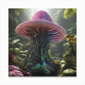 Imagination, Trippy, Synesthesia, Ultraneonenergypunk, Unique Alien Creatures With Faces That Looks Canvas Print