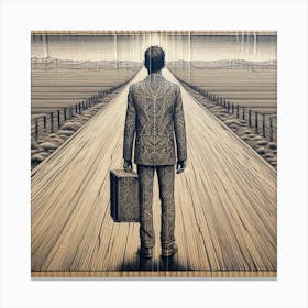 Man Walking Down The Road Canvas Print