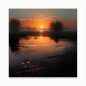 Sunrise Over A Pond Canvas Print