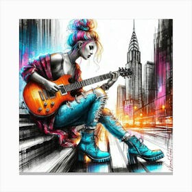 Free Spirit Woman With Guitar Canvas Print