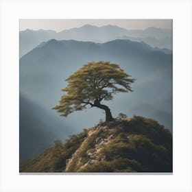 Lone Tree On Top Of Mountain 2 Canvas Print