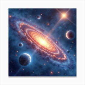 Nebulae And Galaxies Painted In Watercolor Dreamscape 1 Canvas Print