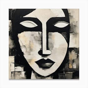 Abstract Of A Woman'S Face Black And White Abstract Art Canvas Print
