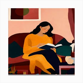 Woman Reading A Book Canvas Print