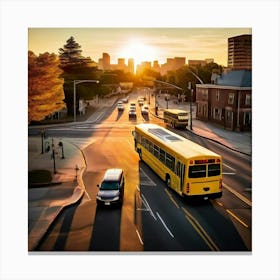 Transit Tracking School Journey Bus Stop Drone Route Dropped Community Day Small Wheel N (1) Canvas Print