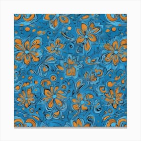 Blue And Orange Flowers Canvas Print