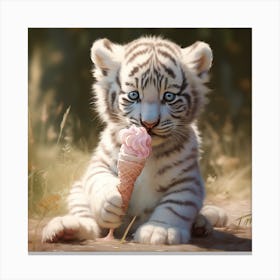 Tiger Cub with Ice Cream Cone Canvas Print