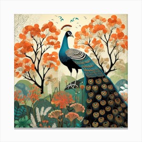 Bird In Nature Peacock 2 Canvas Print