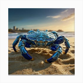 Blue Crab On The Beach 4 Canvas Print