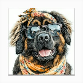 Dog In Glasses 15 Canvas Print