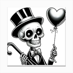 Skeleton Holding Balloon 1 Canvas Print